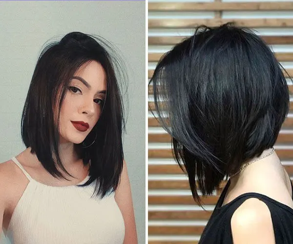 corte de cabelo long bob reto